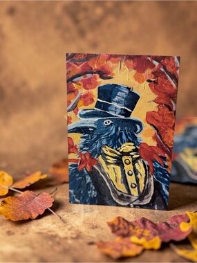 Victorian Raven Greeting Card Set by Briefcase Artist – 5 Blank Cards